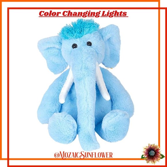 ๐ฌSEE VIDEO๐ฌNWT LED Light Changing Stuffed Plush Adorable Light Blue Elephant - Picture 4 of 9